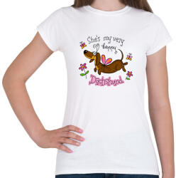 printfashion She's very happy dachshund - Női póló - Fehér (13434940)