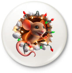 printfashion Cuki vicces karácsonyi party egér - Kitűző, hűtőmágnes - Fehér (15260638)