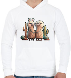 printfashion BETTER together - I Love You - cuki szerelmes lámás minta - Férfi kapucnis pulóver - Fehér (11855456)