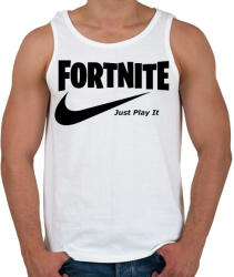 printfashion Fortite Just Play It Fekete - Férfi atléta - Fehér (937766)