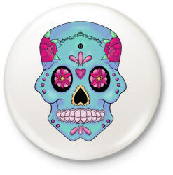 printfashion SUGARSKULL - Kitűző, hűtőmágnes - Fehér (15053857)