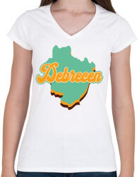 printfashion Debrecen - Női V-nyakú póló - Fehér (7130500)