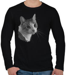 printfashion Cica (fekete fehér újság) - Férfi hosszú ujjú póló - Fekete (14446154)