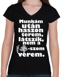 printfashion munkám után. w - Női V-nyakú póló - Fekete (14970216)