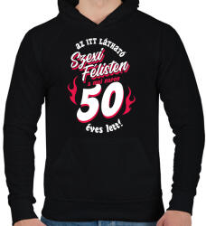 printfashion Szexi Szülinapos Félisten sötétre 50 - Férfi kapucnis pulóver - Fekete (14831380)