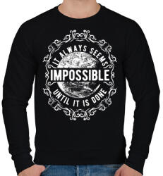 printfashion Lehetetlen - fehér szöveg - Férfi pulóver - Fekete (9913)