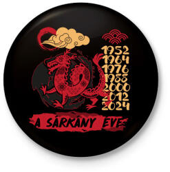 printfashion A sárkány éve - Kitűző, hűtőmágnes - Fekete (7613722)