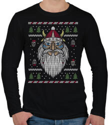 printfashion Karácsonyi csúny minta - viking - Férfi hosszú ujjú póló - Fekete (5722687)