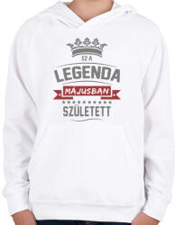 printfashion Ez a legenda májusban született - Gyerek kapucnis pulóver - Fehér (2452604)
