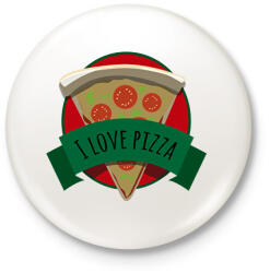 printfashion I love Pizza - Kitűző, hűtőmágnes - Fehér (15463396)