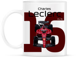 printfashion Charles Leclerc 16 autóversenyző - fekete felirat - Bögre - Fehér (16043047)