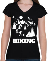 printfashion túrázás - Női V-nyakú póló - Fekete (4618319)