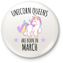 printfashion Unikornis királylányok születésnapja márciusban - Kitűző, hűtőmágnes - Fehér (3079066)