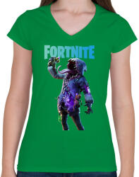 printfashion Big mouth Fortnite - Női V-nyakú póló - Zöld (2438427)