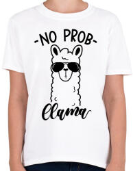 printfashion No Probllama - Gyerek póló - Fehér (1113641)