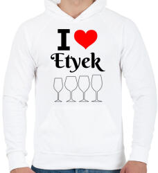 printfashion I love Etyek - Férfi kapucnis pulóver - Fehér (10733554)