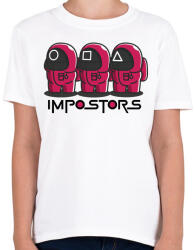 printfashion Squid games vs Among us - impostors - Gyerek póló - Fehér (5555240)