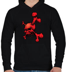 printfashion piros koponya - Férfi kapucnis pulóver - Fekete (4725470)