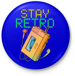 printfashion Stay retro walkman - Kitűző, hűtőmágnes - Királykék (11447665)