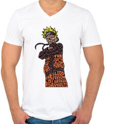 printfashion Naruto Uzumaki - Férfi V-nyakú póló - Fehér (962092)