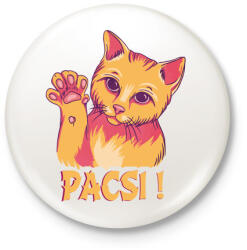 printfashion Cica -pacsi - Kitűző, hűtőmágnes - Fehér (4111175)