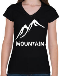 printfashion Mountain - Női V-nyakú póló - Fekete (4614722)
