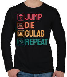 printfashion Jump, Die, Gulag, Repeat - Férfi hosszú ujjú póló - Fekete (3023464)