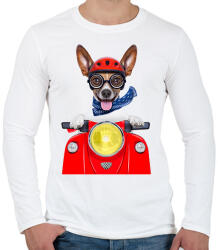 printfashion Biker Dog - Férfi hosszú ujjú póló - Fehér (1251833)