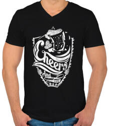 printfashion Egészségedre - Férfi V-nyakú póló - Fekete (56759)