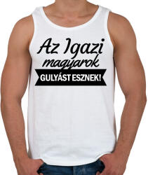 printfashion Az igazi magyarok gulyást esznek - Férfi atléta - Fehér (1821686)