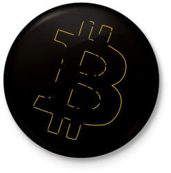 printfashion Bitcoin - Kitűző, hűtőmágnes - Fekete (4362601)