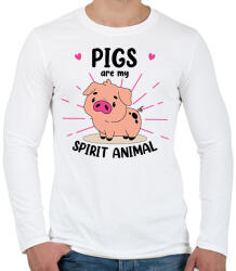 printfashion Spirit animal - pig - Férfi hosszú ujjú póló - Fehér (14714481)