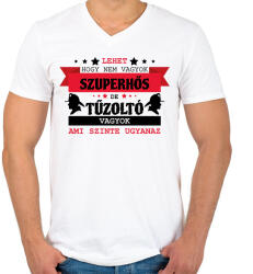 printfashion Tűzoltó szuperhős - Férfi V-nyakú póló - Fehér (10746098)