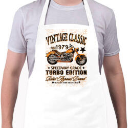 printfashion 1979-es Vintage Classic Turbo Edition motorkerékpár - Kötény - Fehér (4915381)
