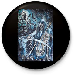 printfashion zenélő kaszás - Kitűző, hűtőmágnes - Fekete (5680801)