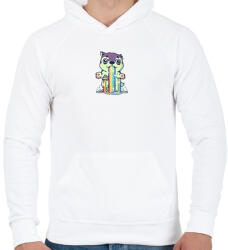 printfashion wolf-rainbow - Férfi kapucnis pulóver - Fehér (14552366)