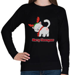 printfashion Merry Kiss my ass cica - Női pulóver - Fekete (14630990)