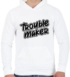 printfashion TroubleMakerBlackTextured - Férfi kapucnis pulóver - Fehér (5270494)