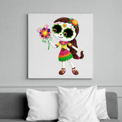 printfashion Kislány - Day of the Dead - Vászonkép - Fehér (6627997)