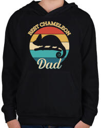 printfashion Chameleon Dad - Gyerek kapucnis pulóver - Fekete (10865253)