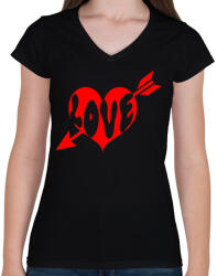 printfashion LOVE - Női V-nyakú póló - Fekete (2185429)