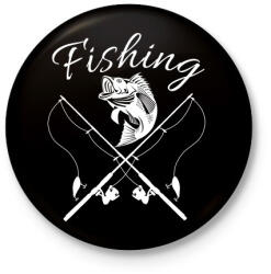 printfashion Fishing - Kitűző, hűtőmágnes - Fekete (4579159)