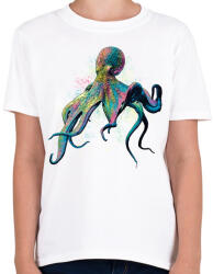 printfashion Színes polip - Gyerek póló - Fehér (14310674)