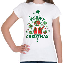printfashion Karácsonyi cica - Női póló - Fehér (5713446)