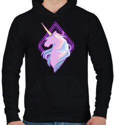 printfashion Egyszarvú neon - Férfi kapucnis pulóver - Fekete (995862)