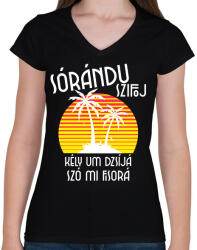 printfashion LAMBADA - Női V-nyakú póló - Fekete (10800362)