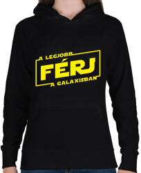 printfashion A legjobb férj a galaxisban - Női kapucnis pulóver - Fekete (1001332)