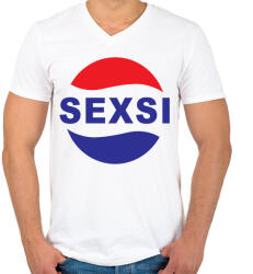 printfashion Sexsi - Férfi V-nyakú póló - Fehér (1072529)