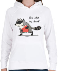 printfashion Szerelmes mosómedve - Női kapucnis pulóver - Fehér (1512797)