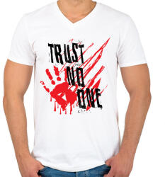 printfashion Trust no one - Férfi V-nyakú póló - Fehér (342639)